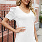 Round Neck Ruffle Trim Short Sleeve T-Shirt