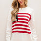 US Flag Round Neck Long Sleeve Knit Top