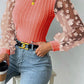 Textured Applique Long Sleeve Blouse