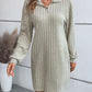 Ribbed Collared Neck Long Sleeve Dress