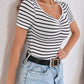 Striped V-Neck Short Sleeve T-Shirt