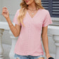 Eyelet Surplice Short Sleeve T-Shirt