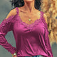 Lace Detail Cold Shoulder Long Sleeve T-Shirt