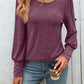 Decorative Button Round Neck Long Sleeve T-Shirt