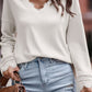 Lace Detail V-Neck Long Sleeve T-Shirt