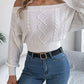 Cable Knit Off-Shoulder Long Sleeve Sweater