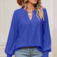 Eyelet Notched Long Sleeve T-Shirt - Michelle Francisco