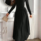 Ruched Round Neck Long Sleeve Dress