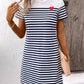 Striped Round Neck Short Sleeve Mini Dress