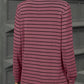 Striped Notched Long Sleeve T-Shirt