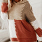 Color Block Kangaroo Pocket Hooded Sweater