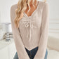 Ribbed Drawstring Long Sleeve T-Shirt