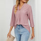 Eyelet Three-Quarter Sleeve Blouse