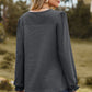 Eyelet Round Neck Flounce Sleeve T-Shirt