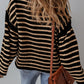 Stripe Drop Shoulder Round Neck Sweater