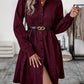 Ruched Button Up Long Sleeve Dress