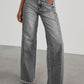 Raw Hem Wide Leg Jeans with Pockets
