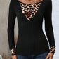 Leopard Boat Neck Long Sleeve T-Shirt