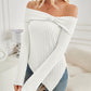 Ribbed Asymmetrical Hem Off-Shoulder Long Sleeve T-Shirt