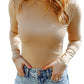 High Neck Long Sleeve Ribbed Top