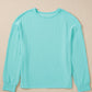 Corded Knit Round Neck Long Sleeve Top