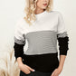 Striped Color Block Long Sleeve Knit Top