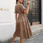 V-Neck Short Sleeve Midi Dress