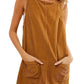 Round Neck Wide Strap Corduroy Mini Dress