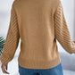 Openwork Round Neck Long Sleeve Knit Top