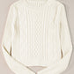 Cable-Knit Round Neck Long Sleeve Sweater