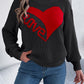 LOVE Heart Round Neck Dropped Shoulder Sweater