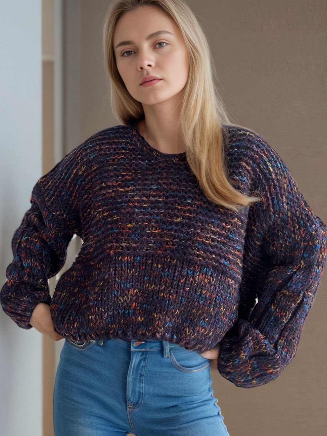 Dropped Shoulder Long Sleeve Sweater