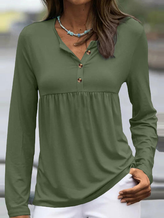 Half Button Long Sleeve T-Shirt