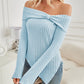 Ribbed Asymmetrical Hem Off-Shoulder Long Sleeve T-Shirt