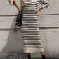 Striped Round Neck Long Sleeve Dress