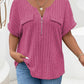 Plus Size Half Zip Short Sleeve T-Shirt