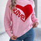 LOVE Heart Round Neck Dropped Shoulder Sweater