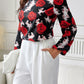 Frill Floral Mock Neck Long Sleeve Top