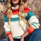 Contrast Striped Turtleneck Dropped Shoulder Sweater