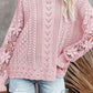 Openwork Round Neck Long Sleeve Sweater