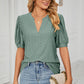 Eyelet Notched Short Sleeve T-Shirt
