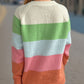 Color Block Round Neck Long Sleeve Sweater