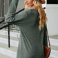 Slit V-Neck Long Sleeve T-Shirt