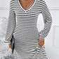 Striped V-Neck Long Sleeve Dress