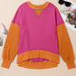 Contrast Round Neck Long Sleeve Sweatshirt