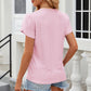 Eyelet V-Neck Petal Sleeve T-Shirt