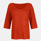 V-Neck Three-Quarter Sleeve Knit Top