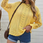 Openwork Round Neck Long Sleeve Sweater