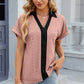 Eyelet Johnny Collar Short Sleeve T-Shirt