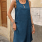 Pocketed Decorative Button Sleeveless Dress